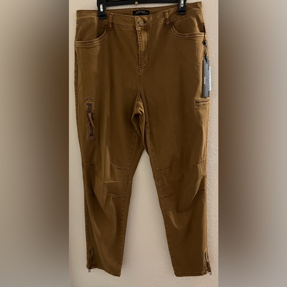 Charlies B Cargo Pants with Tapered Leg Brown women’s Size 14 New